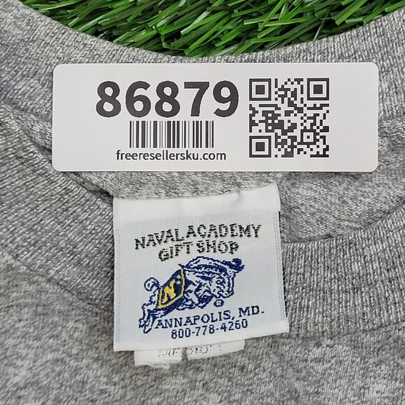 Vintage 90s Navy Football Shirt Medium 19x25 Gray Spellout - Picture 6 of 13